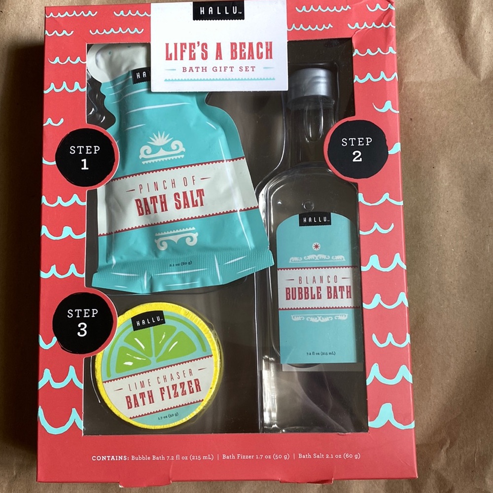 Life's a Beach 3 Piece Bubble Bath Gift Set (New) Hallu Escape by Peyton